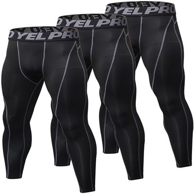 Yuerlian Men's Compression Pants Baselayer Cool Dry Sports Tights Leggings Running Tights 3 Pack