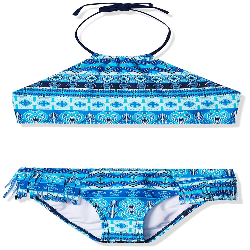 Kanu Surf Girls' Big Mahina Halter Bikini Beach Sport 2-Piece Swimsuit, Blue, 12