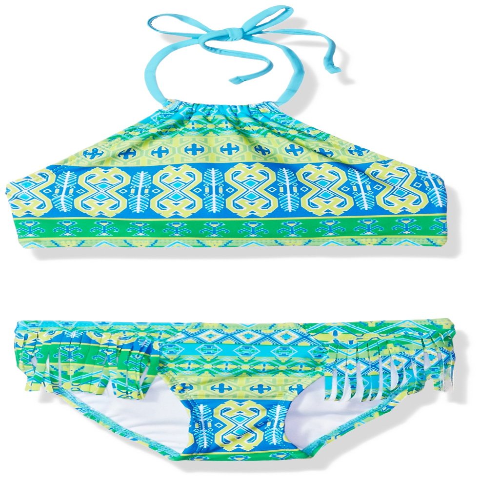 Kanu Surf Girls' Big Mahina Halter Bikini Beach Sport 2-Piece Swimsuit, Green, 10