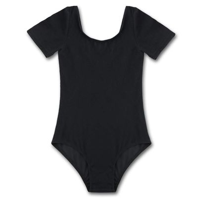 CHICTRY Girls Children Classic Cotton Short Sleeve Dance Wear Leotard Gymnastics Bodysuit Clothes Black 4