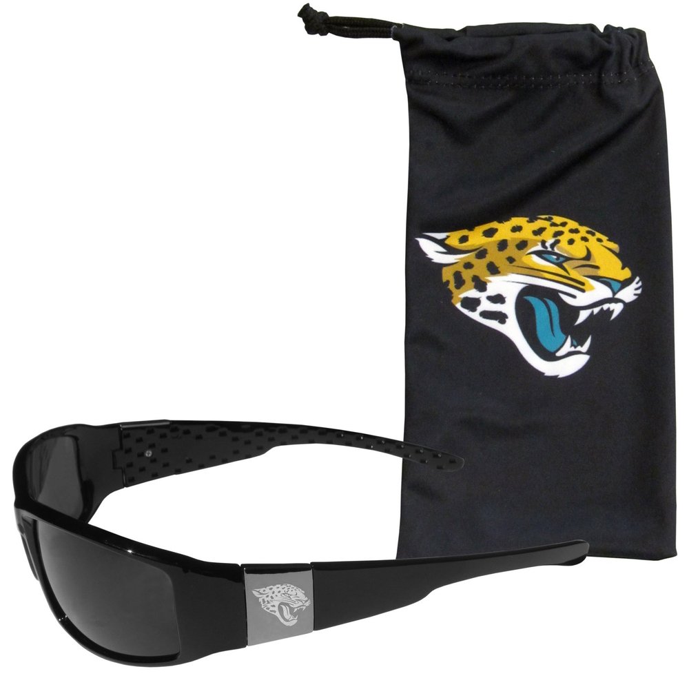 NFL Siskiyou Sports Fan Shop Jacksonville Jaguars Etched Chrome Wrap Sunglasses and Bag One Size Black