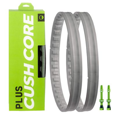 CushCore Plus Set - Includes (2) Tire Inserts, (2) Presta Valves & Rim Stickers, Easy at-Home Installation, Bicycle Tire Inserts, Helps Improve Ride Quality, Fits a 2.6"-3.0" Tire (2-Pack)