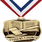 Crown Awards Academic Medals - 2" Gold Student Council Medals 20 Pack