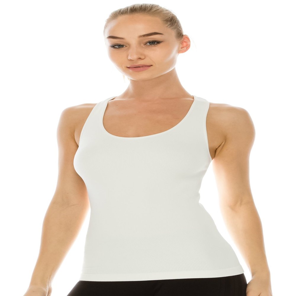 Kurve Womens Sleeveless Tank Top - Seamless Ribbed Racerback Basic Camisole Stretchy Workout Athletic Yoga Cami Tops