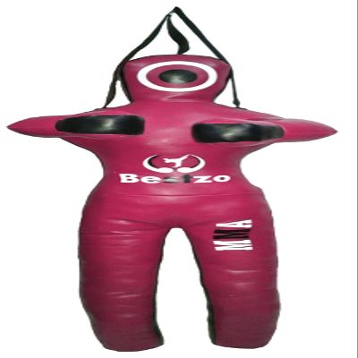 Bestzo MMA Jiu Jitsu Judo Punching Bag Grappling Dummy Hot Pink Hands on Front Synthetic Leather- 59 inches-Unfilled
