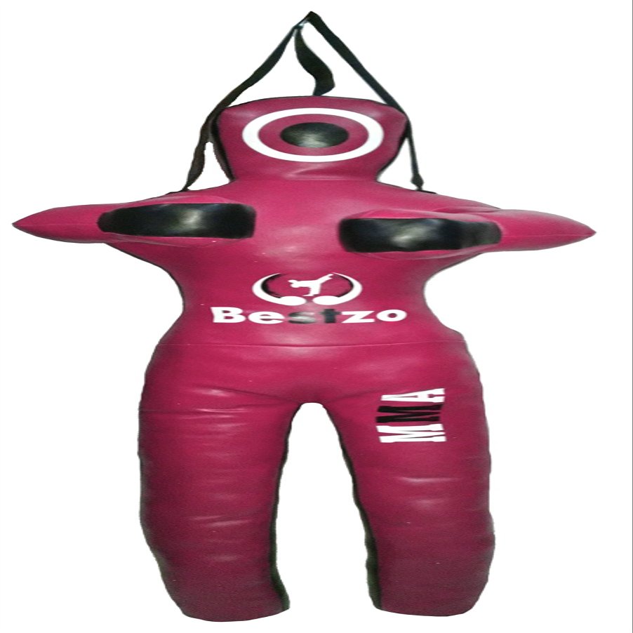 Bestzo MMA Jiu Jitsu Judo Punching Bag Grappling Dummy Purple/Pink Hands on Front Synthetic Leather- 59 inches-Unfilled