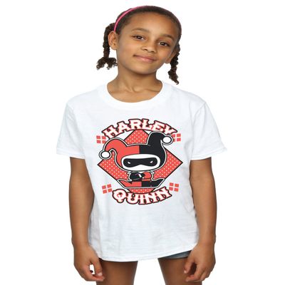 DC Comics Girls Chibi Harley Quinn Badge T-Shirt 9-11 Years White