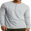 Knocker Men's Cotton Long Sleeve Henley Shirt (XL, Heather Grey) view 1