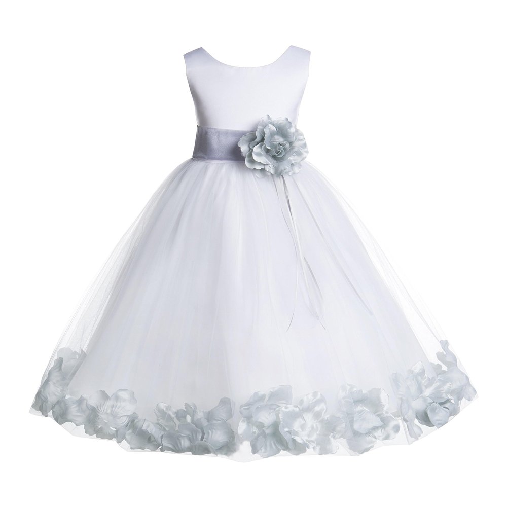 ekidsbridal Floral Rose Petals White Flower Girl Dress Pageant Dresses Junior Flower Girl Dress Birthday Girl 007 16