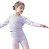 117246005 Long Sleeve Cross Front Warm Ups Dance Wrap Top Sweaters for Girls Lilac Purple view 4