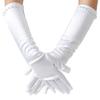 TanQiang Fashion Kids White Gloves Stretch Satin Long Finger Gloves For Flower Girl Children Party Beading Long Gloves kids view 1