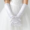TanQiang Fashion Kids White Gloves Stretch Satin Long Finger Gloves For Flower Girl Children Party Beading Long Gloves kids view 2