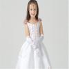 TanQiang Fashion Kids White Gloves Stretch Satin Long Finger Gloves For Flower Girl Children Party Beading Long Gloves kids view 3