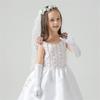 TanQiang Fashion Kids White Gloves Stretch Satin Long Finger Gloves For Flower Girl Children Party Beading Long Gloves kids view 4