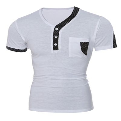 Letuwj Mens T-Shirt V-Neck Button-up Tee White X-Large