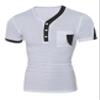 Letuwj Mens T-Shirt V-Neck Button-up Tee White X-Large view 1