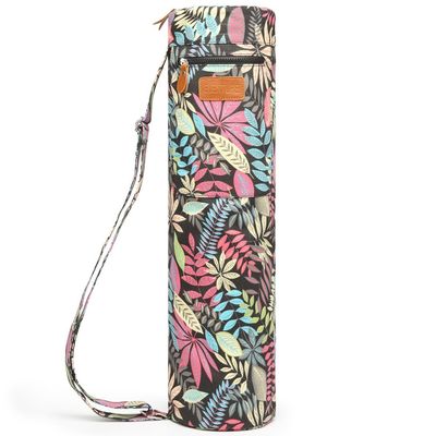 ELENTURE Canvas Yoga Mat Bag for 1/4" & 1/3" Mats  Commute-Ready Yoga Tote with Adjustable Strap, Expandable Pocket for Towel & Phone, Easy-Wipe Gym Bag for Women