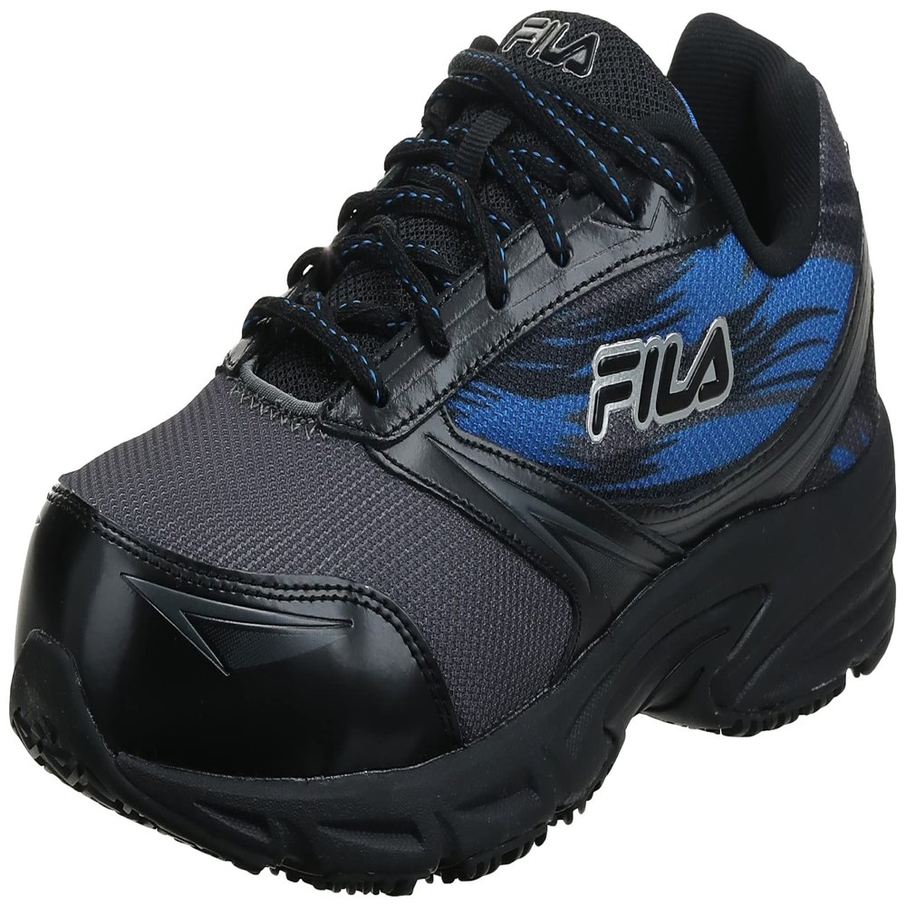 Fila Men's Memory Meiera 2 Slip Resistant Composite Toe Trail Running Shoe Shoe, Castlerock/Black/Prince Blue, 8 D US