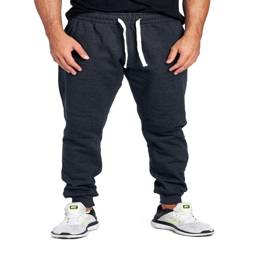 PROGO USA Men's Joggers Sweatpants Basic Fleece Marled Jogger Pant Elastic Waist (3X-Large, Charcoal)