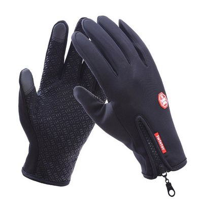Bicycle Motorcycle Waterproof Gloves Outdoor Sport Warm Windproof Thermal Touch Gloves Riding Running Bike Cycling Gloves Hot Hands Warmer (Black(M))