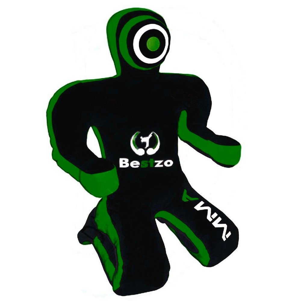 Bestzo MMA Jiu Jitsu Judo Punching Bag Grappling Dummy Green/Black Sitting Position Hands on Front Canvas- 59 inches-Unfilled