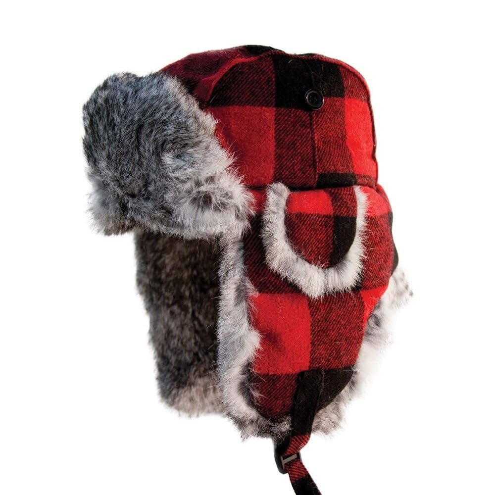 Eskimo Alaskan Fur Hat, Buffalo Plaid, XL
