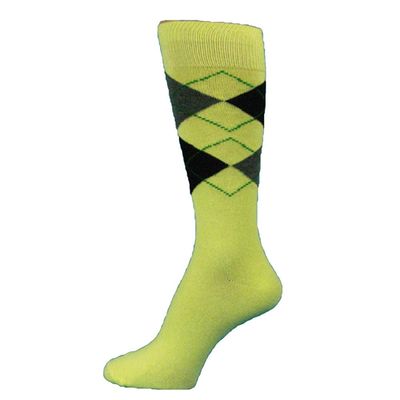 Spotlight Hosiery Men's Argyle Dress Sock,Light yellow/black/charcoal grey, Size 10-13, 1PR