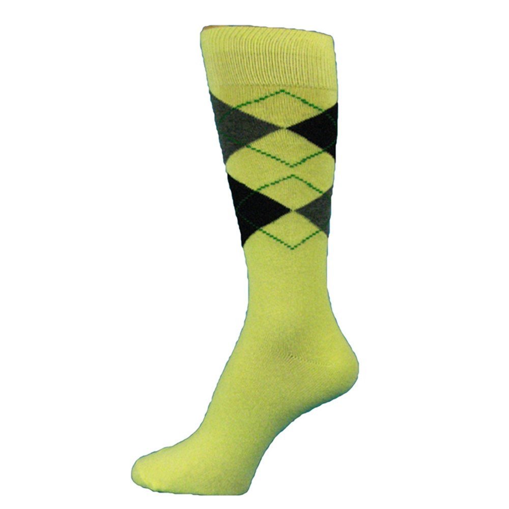Spotlight Hosiery Men's Argyle Dress Sock,Light yellow/black/charcoal grey, Size 10-13, 1PR