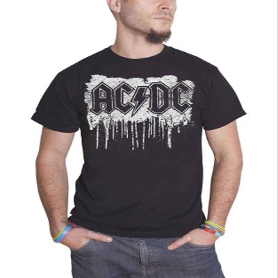 AC/DC T Shirt Dripping with Excitement Band Logo Official Unisex Black Size S