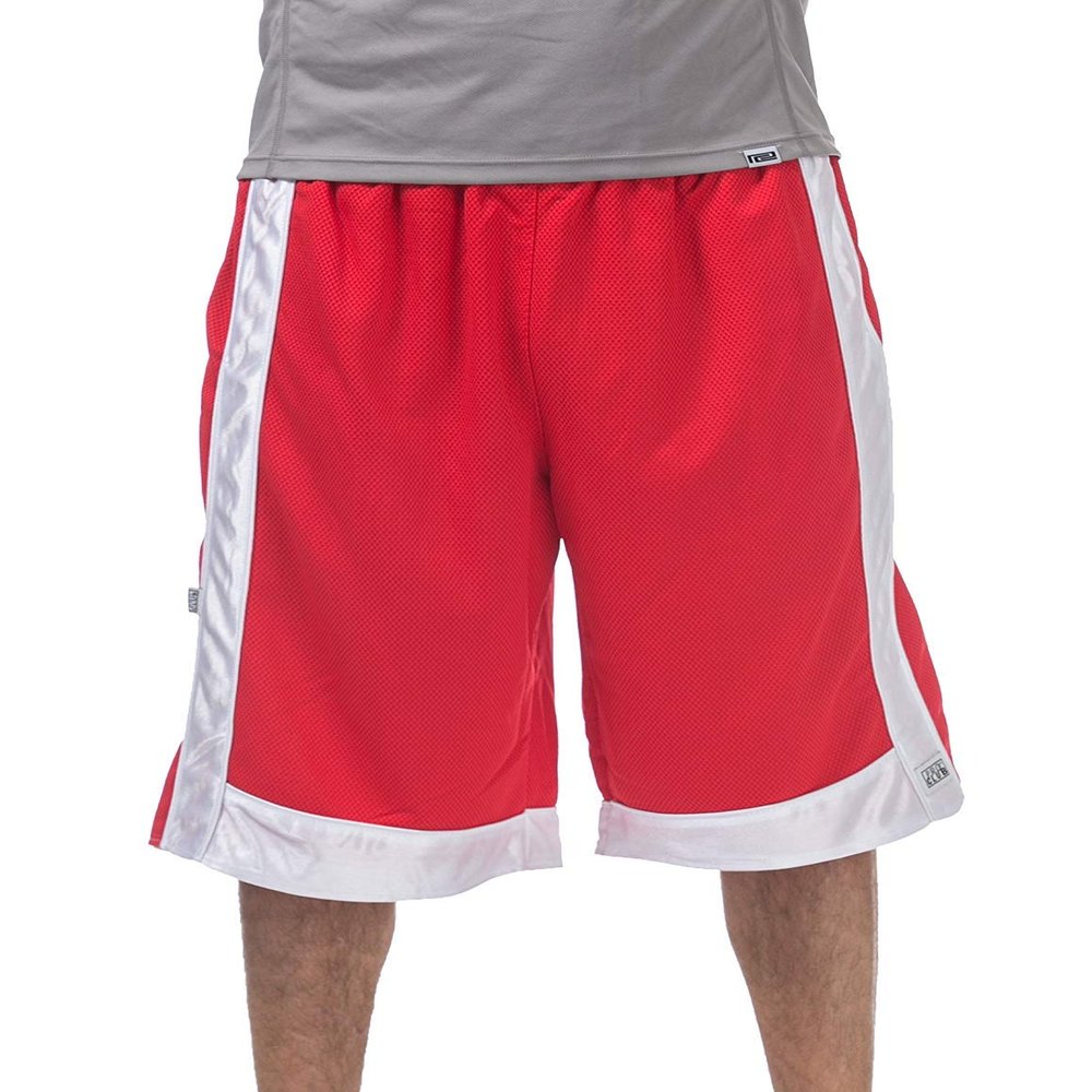 Pro Club Men's Heavyweight Mesh Basketball Shorts, Red/White, Small