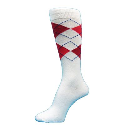 Spotlight Hosiery Men's Argyle Dress Sock,White/dark red/red, Size 10-13, 1PR