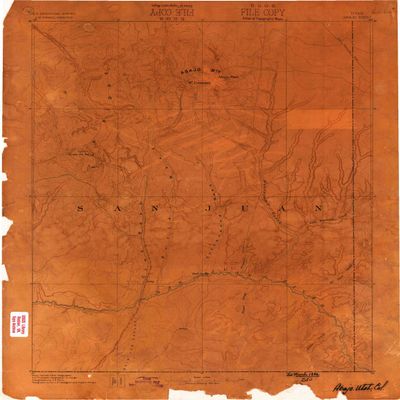 YellowMaps Abajo CO topo map, 1:250000 Scale, 1 X 1 Degree, Historical, 1886, 20 x 16.5 in - Tyvek
