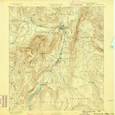 YellowMaps Greylock MA topo map, 1:62500 Scale, 15 X 15 Minute, Historical, 1886, 19.4 x 15.8 in - Tyvek