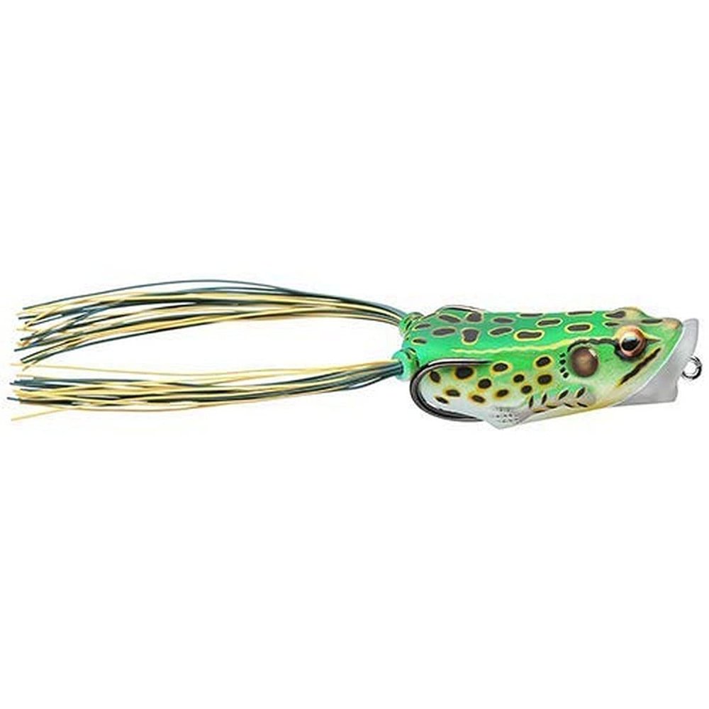 LiveTarget FHP55T512 Frog Body Hollow Body Popper Bait, Freshwater, 2" Length, 3/8 oz Weight, Green/Yellow, Per 1,Multicolored