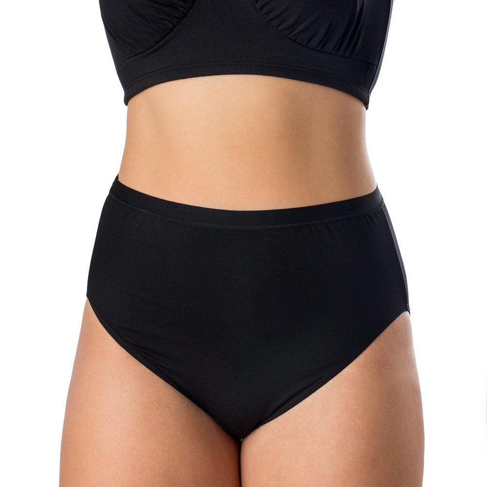 Elita Women's PLUS Microfiber High Cut Panty, Ebony, 3XL