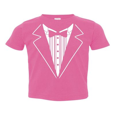P&B Tuxedo White Funny Wedding Toddler T-Shirt, 3T, Pink