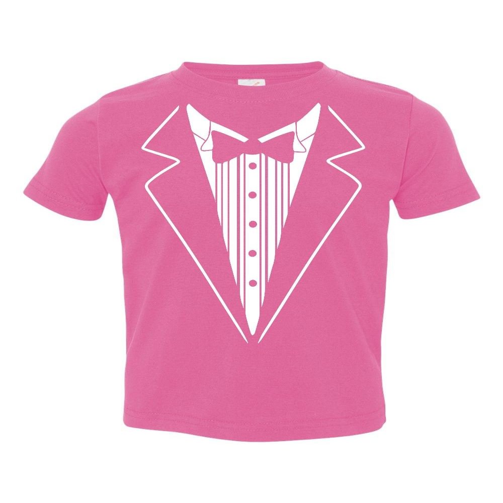 P&B Tuxedo White Funny Wedding Toddler T-Shirt, 3T, Pink