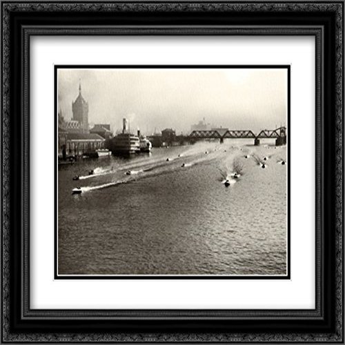 Albany to NY-1932 Outboard Race 2x Matted 18x15 Black Ornate Framed Art Print