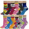 Ayla 12 Pairs Pack Kids Girls Colorful Creative Fun Novelty Design Crew Socks (6-8, Assorted Design) view 1