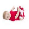 juDanzy Baby, Toddler and Kids Knee High Tube Socks for Boys and Girls with Grips (1 Pair) (2-4 Years (Shoe Size 6C-9C), White/Red) view 2