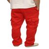 URBANJ Men's Heavyweight Fleece Cargo Sweatpants Loose Fit Open Bottom Cargo Pants Size S-5XL (US, Alpha, X-Large, Regular, Regular, Red) view 3