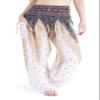 Lannaclothesdesign Women's Smocked Waist Boho Flowy Yoga Harem Pants Hippie Clothes (XXL, White) view 1