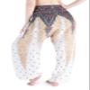 Lannaclothesdesign Women's Smocked Waist Boho Flowy Yoga Harem Pants Hippie Clothes (XXL, White) view 2
