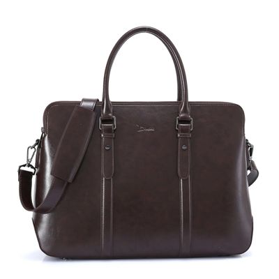 DOSHI - Large Classic Vegan Briefcase 3 for Men and Women - Premium Microfiber Vegan Leather Briefcase Bag - Briefcase Laptop Bag with 3 Zipper Pocket - Laptop Messenger Bag with Padded Shoulder Strap