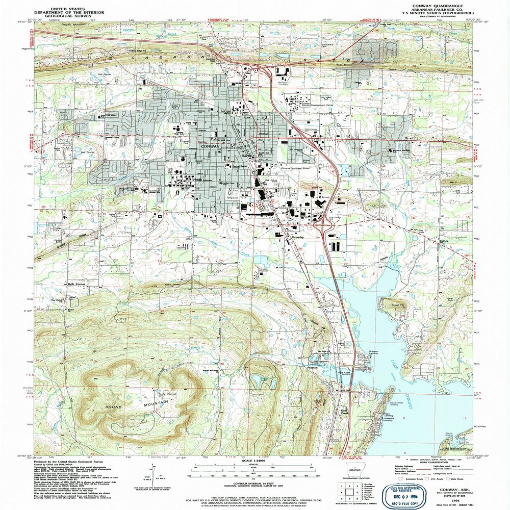 YellowMaps Conway AR topo map, 1:24000 Scale, 7.5 X 7.5 Minute, Historical, 1994, Updated 1994, 26.7 x 21.7 in - Tyvek