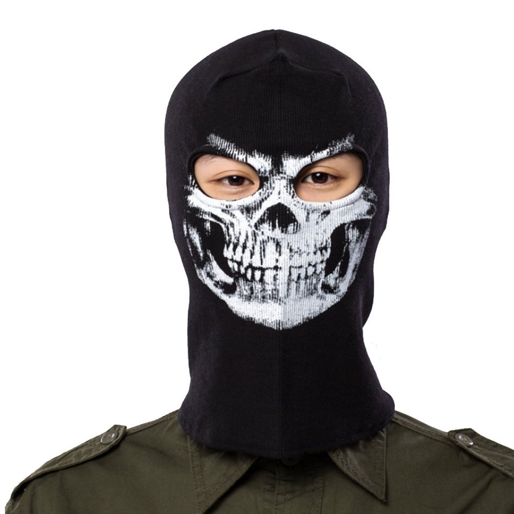 Winter Windproof Fleece CS Tactical Skeleton Lined Hood Balaclava Ski face Mask,Thermal Motorcycle Neck Warmer and Tactical Mask for Men