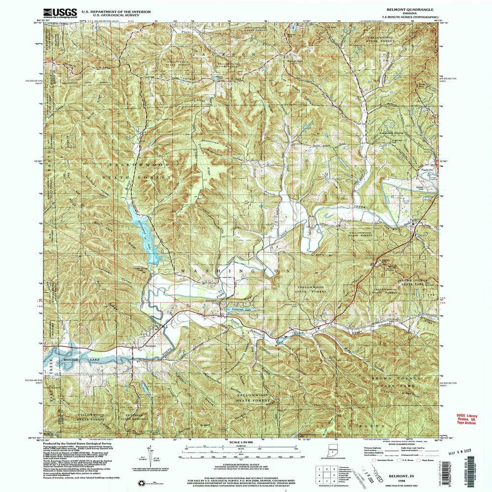 YellowMaps Belmont in topo map, 1:24000 Scale, 7.5 X 7.5 Minute, Historical, 1998, Updated 2003, 26.9 x 22 in - Tyvek