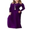 AUSELILY Plus Size Maxi Dress for Women Casual Long Sleeve Crewneck Empire Waist Long Dresses with Pockets 2026 Purple 2XL view 2