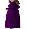 AUSELILY Plus Size Maxi Dress for Women Casual Long Sleeve Crewneck Empire Waist Long Dresses with Pockets 2026 Purple 2XL view 3