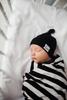 Copper Pearl Baby Beanie Hat Top Knot Stretchy Soft Midnight view 4
